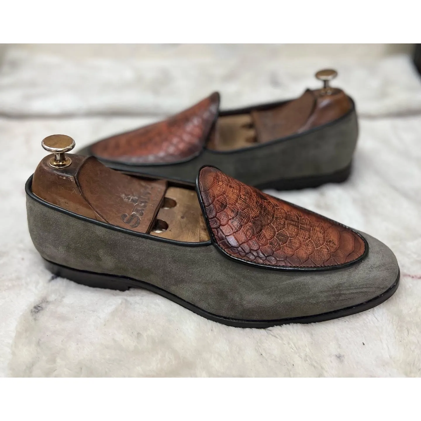 Belgian Loafers Grey Suede