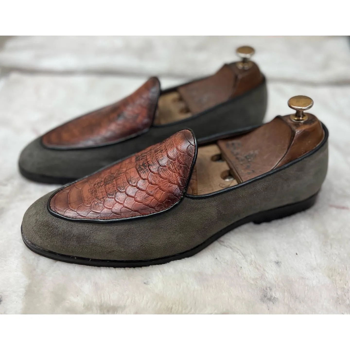 Belgian Loafers Grey Suede
