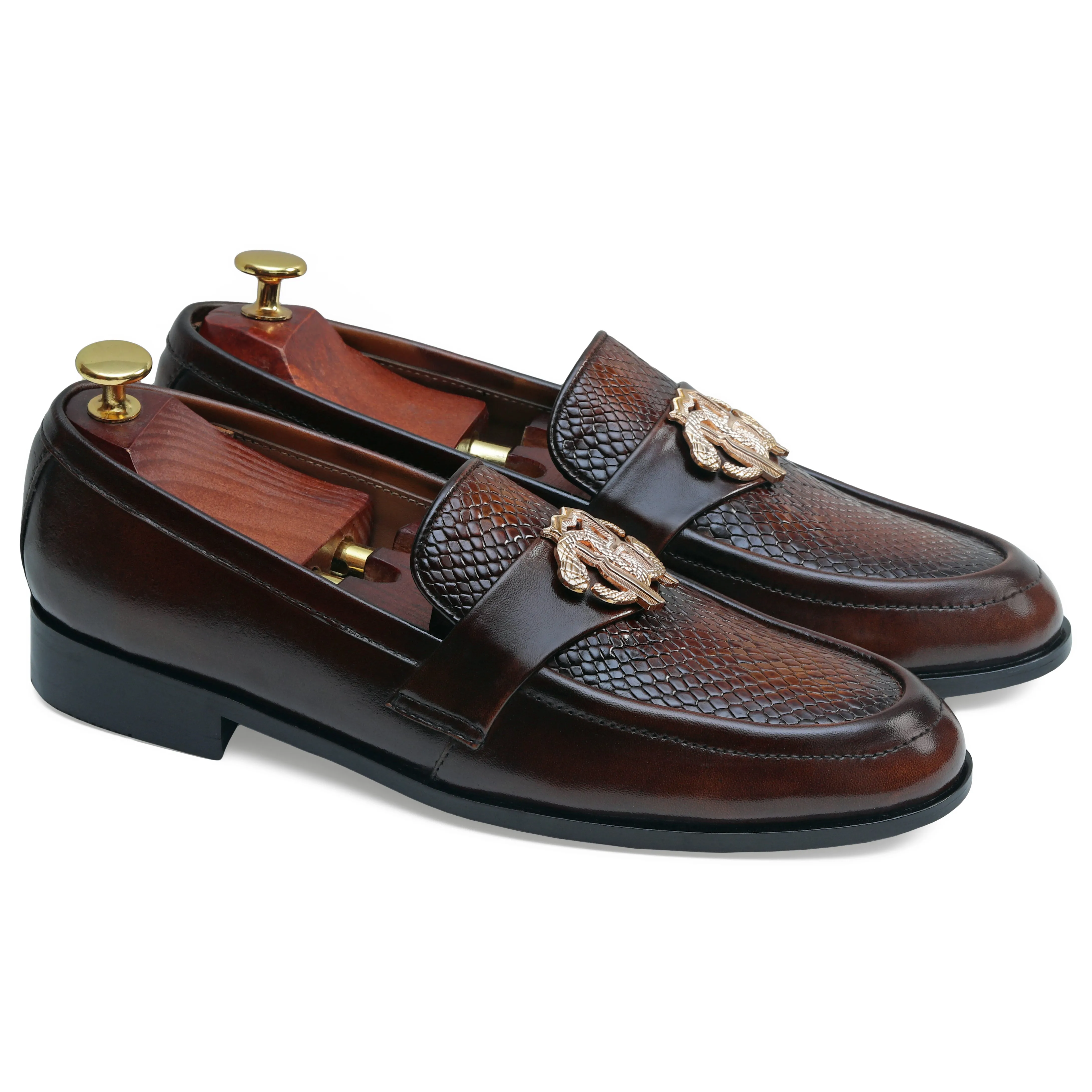 Best Loafers for Men - Buckled Honeycomb Leather Dress Shoes
