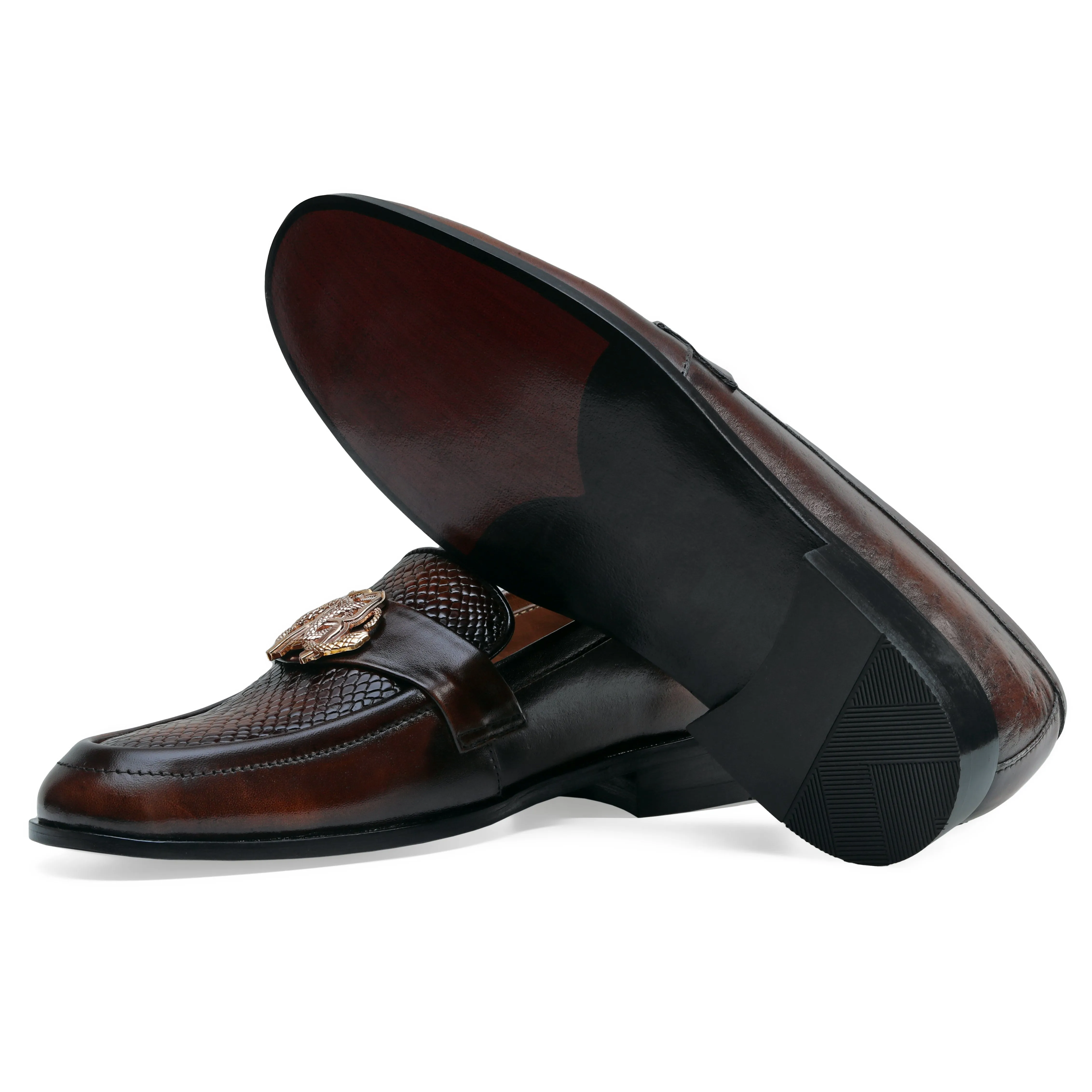 Best Loafers for Men - Buckled Honeycomb Leather Dress Shoes