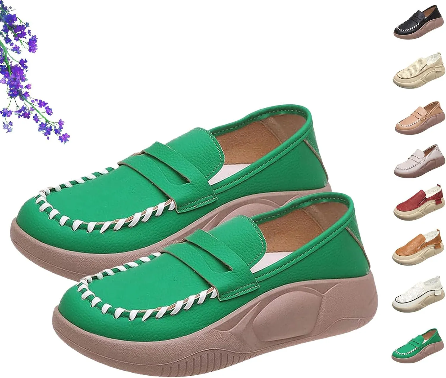 Biscalo Loafers for Women, Soft Soled Leather Corrective Loafers for Women, Comfortable Casual Walking Shoes
