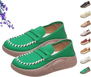 Biscalo Loafers for Women, Soft Soled Leather Corrective Loafers for Women, Comfortable Casual Walking Shoes