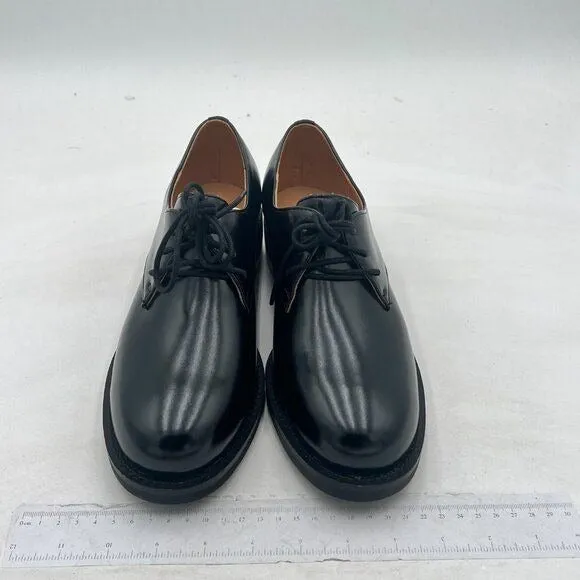 Black Leather Classic Lace up Oxford Low Heel Round Toe Casual Dress Pump Shoes