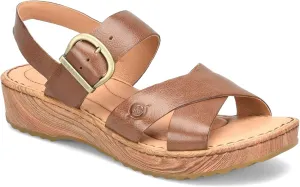 BORN Womens Buckle Leather Flatform Sandals