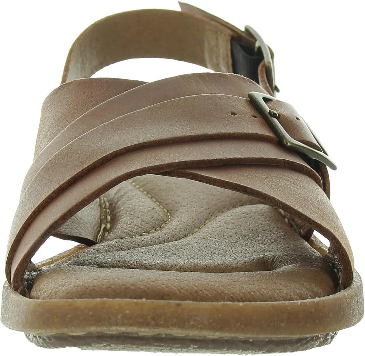 BORN Womens Marina Buckle Leather Flatform Sandals