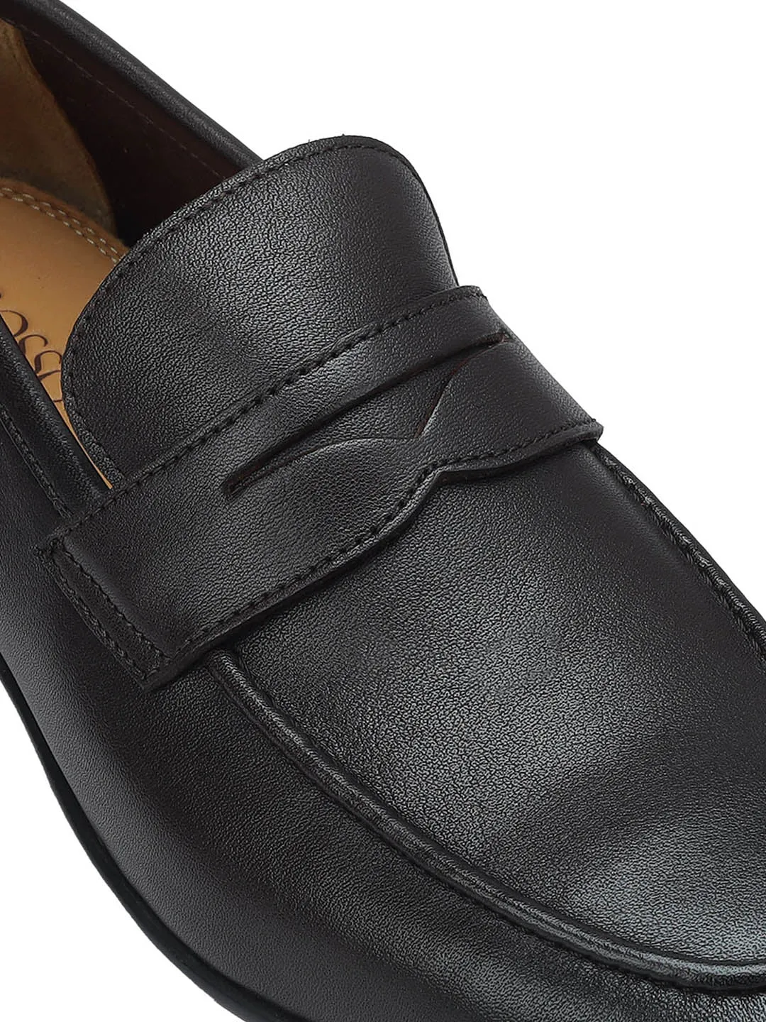Brown Plain Leather Loafers
