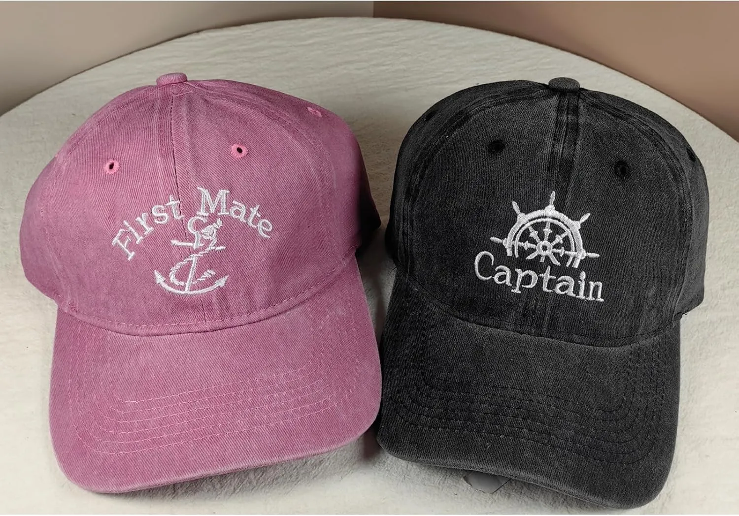 Captain Hat & First Mate ，Boat Captains Hat Embroidered Matching Caps ，Boat Accessories ，Boating Gifts