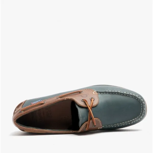 Chatham WHITSTABLE Mens Leather Boat Shoes Navy/Tan