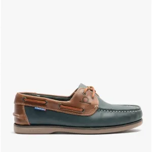 Chatham WHITSTABLE Mens Leather Boat Shoes Navy/Tan