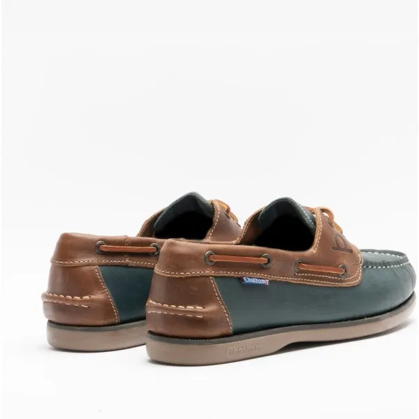 Chatham WHITSTABLE Mens Leather Boat Shoes Navy/Tan