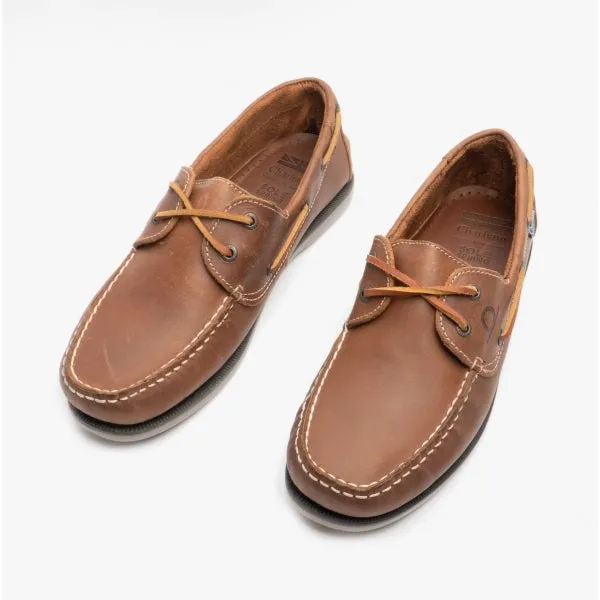 Chatham WHITSTABLE Mens Leather Boat Shoes Tan