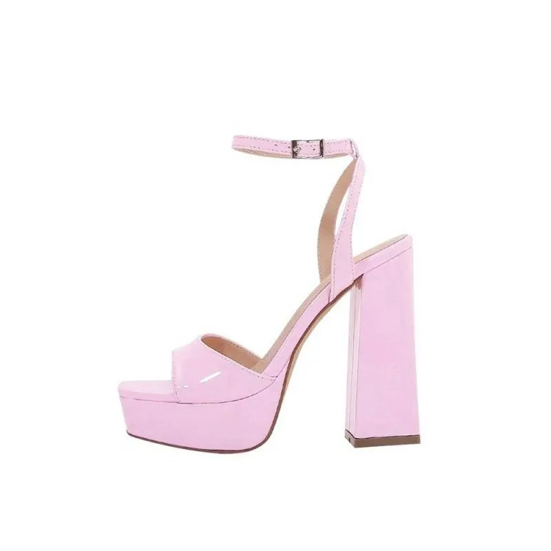 Chunky One Strap High Heel Sandals