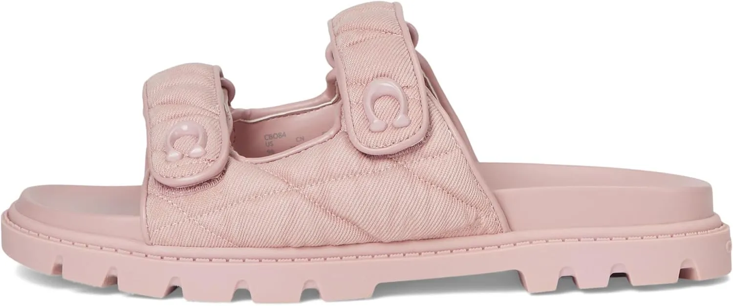 Coach Women's Denim Quilted Sculpted C Double Band Sandal Flat