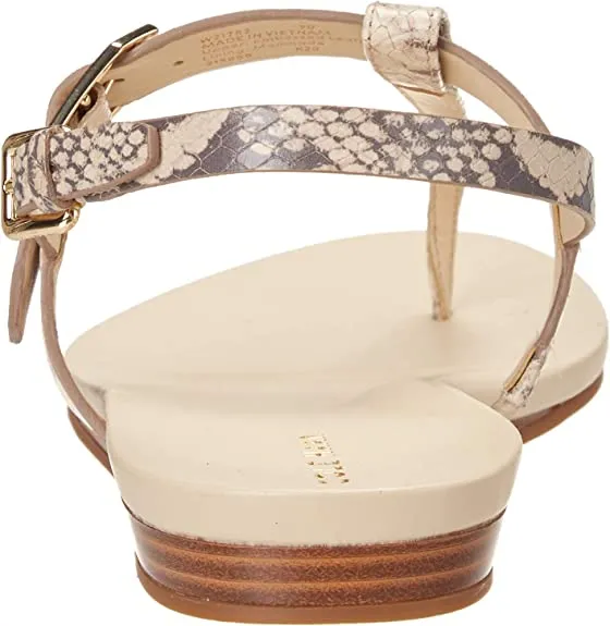 Cole Haan Women's Francine Demi Wedge Sandal, Python Printed Leather/Cement, 8