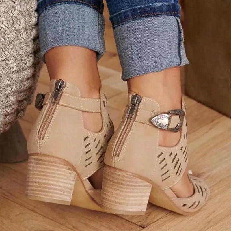 Creamtopmall Gladiator Buckle Strap High Heel Sandals