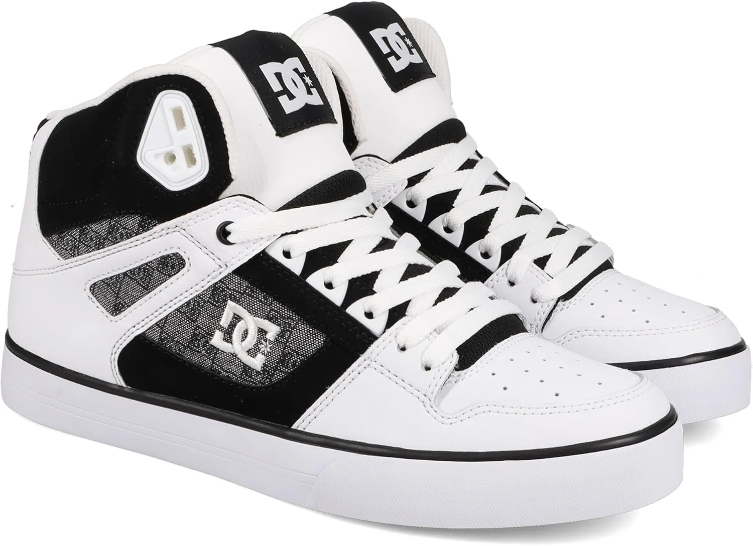 DC Men's Pure High Top WC Skate Shoe, Black/White/Carbon, 12