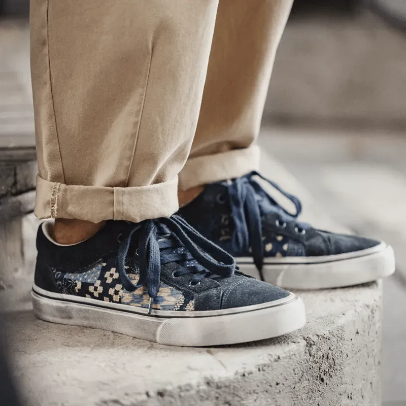 Deconstructed Retro Low Top Canvas Sneakers-Walden