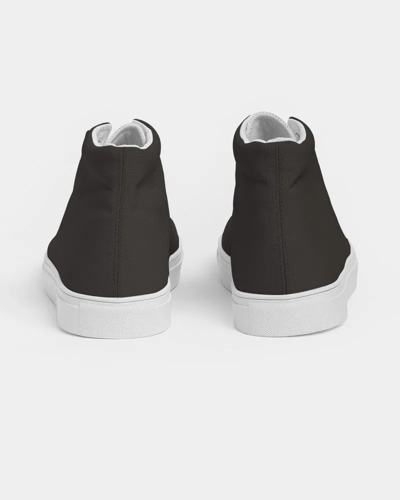 Deep Dark Brown Women's High-top Canvas Sneakers | Women's | Deep Dark Pale Pastel Brown | C60M60Y60K80