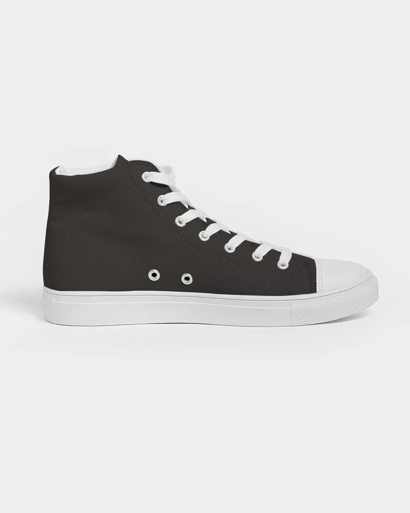 Deep Dark Brown Women's High-top Canvas Sneakers | Women's | Deep Dark Pale Pastel Brown | C60M60Y60K80
