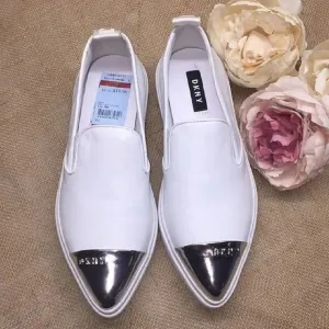 DKNY  White Silver Tipped Slip Ons 6M
