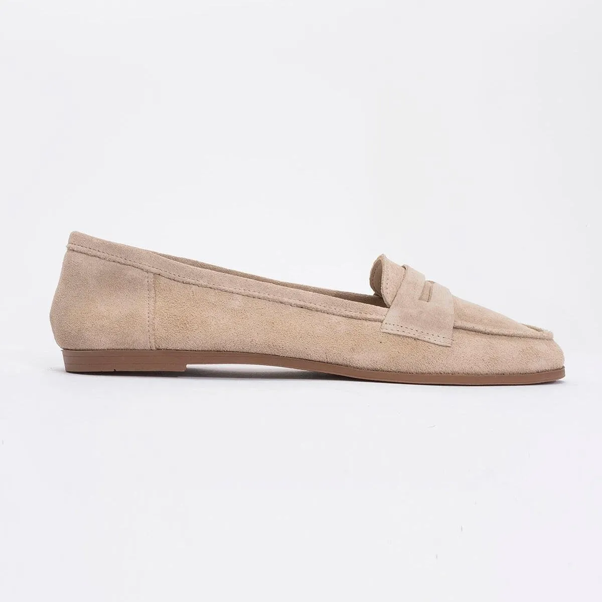 Dorothy - Beige Suede Leather Loafers