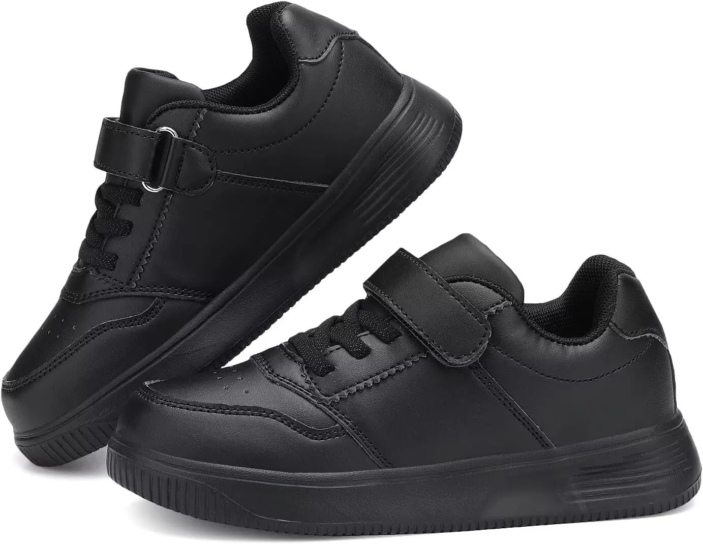 DSWED Unisex-Child Leather Lightweight Breathable Knit Athletic Running Sneakers for Kids Shoes for Boys Girls