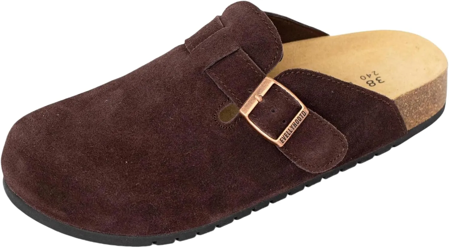 EVELLYHOOTD Clogs for Women Men Comfortable Suede Clogs Leather Mules Cork Footbed Sandals with Arch Support(with Socks)