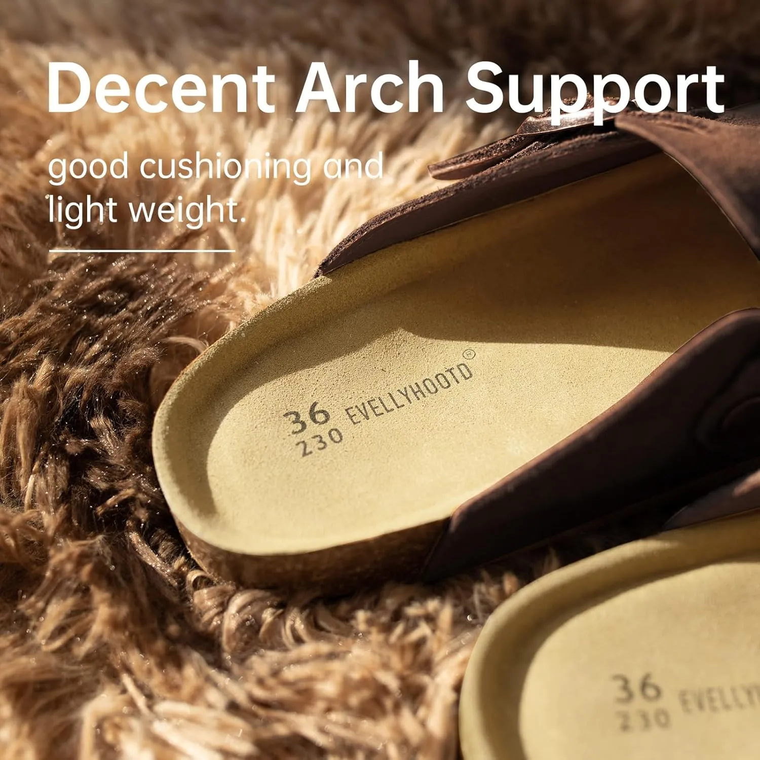 EVELLYHOOTD Clogs for Women Men Comfortable Suede Clogs Leather Mules Cork Footbed Sandals with Arch Support(with Socks)