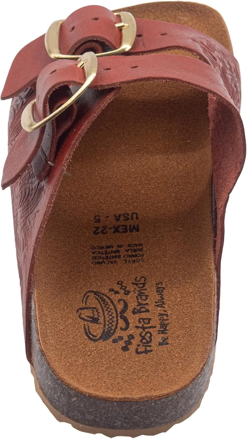 Fiesta Brands Mexican Huaraches Sandals for Women, 2 Strap Buckle, Adjustable, Arch Support, Non-Slip Rubber Sole