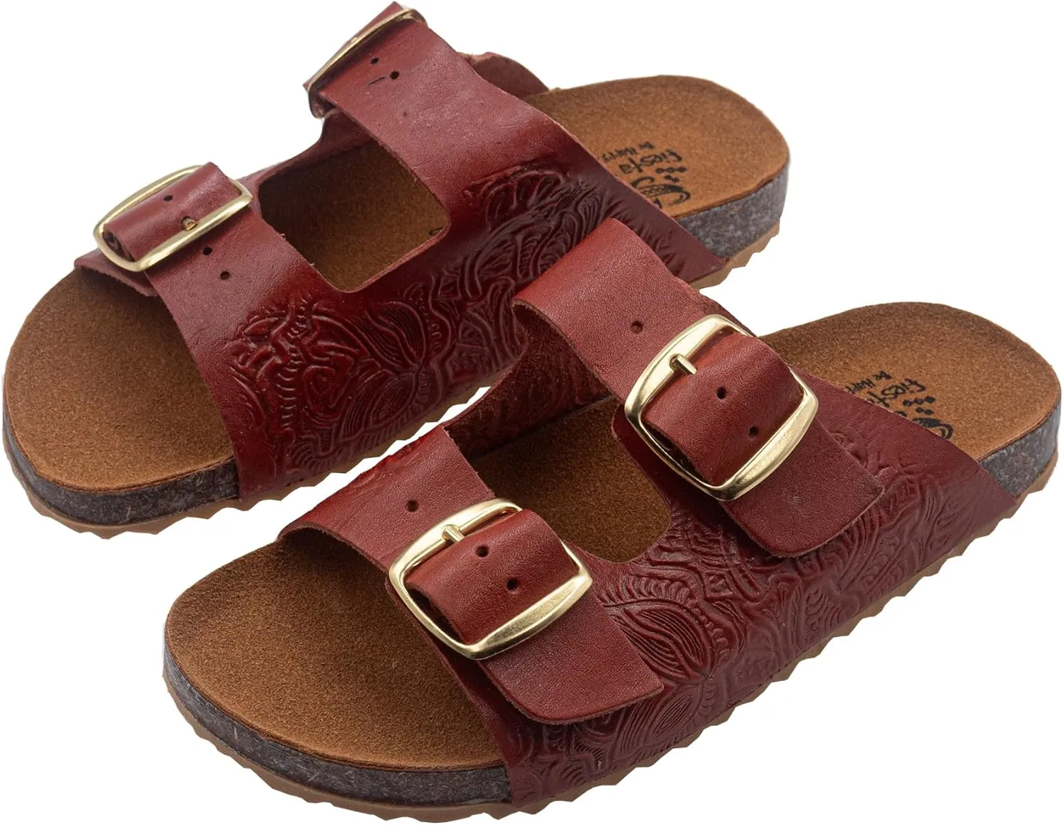 Fiesta Brands Mexican Huaraches Sandals for Women, 2 Strap Buckle, Adjustable, Arch Support, Non-Slip Rubber Sole