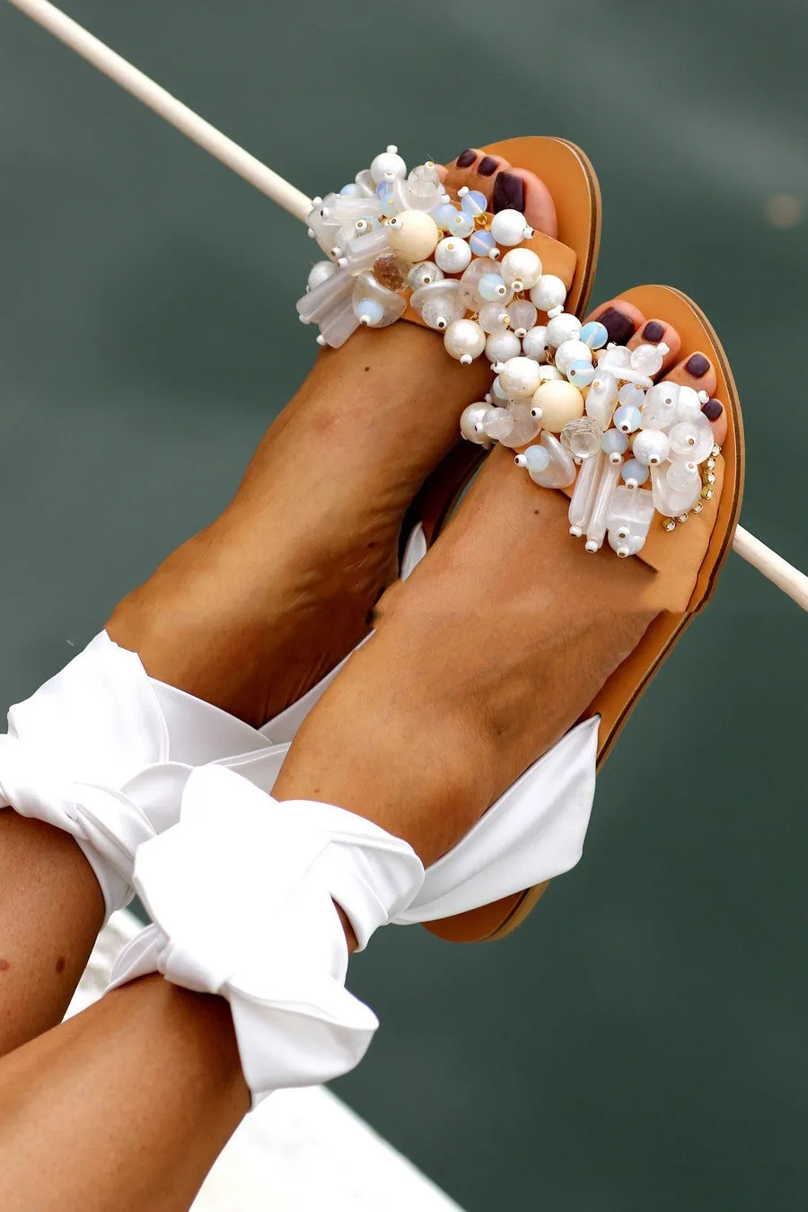 Flat candy-colored flat sandals