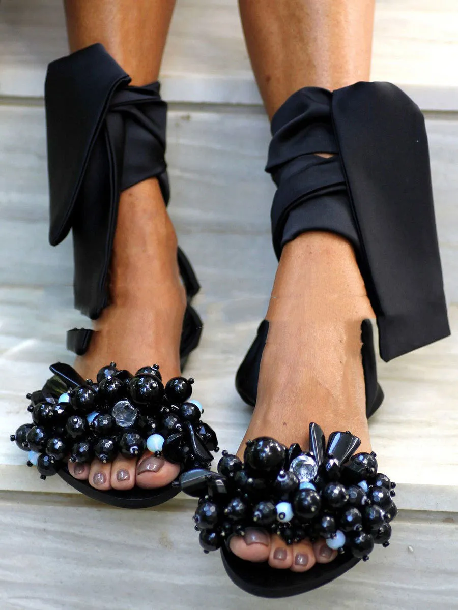 Flat candy-colored flat sandals