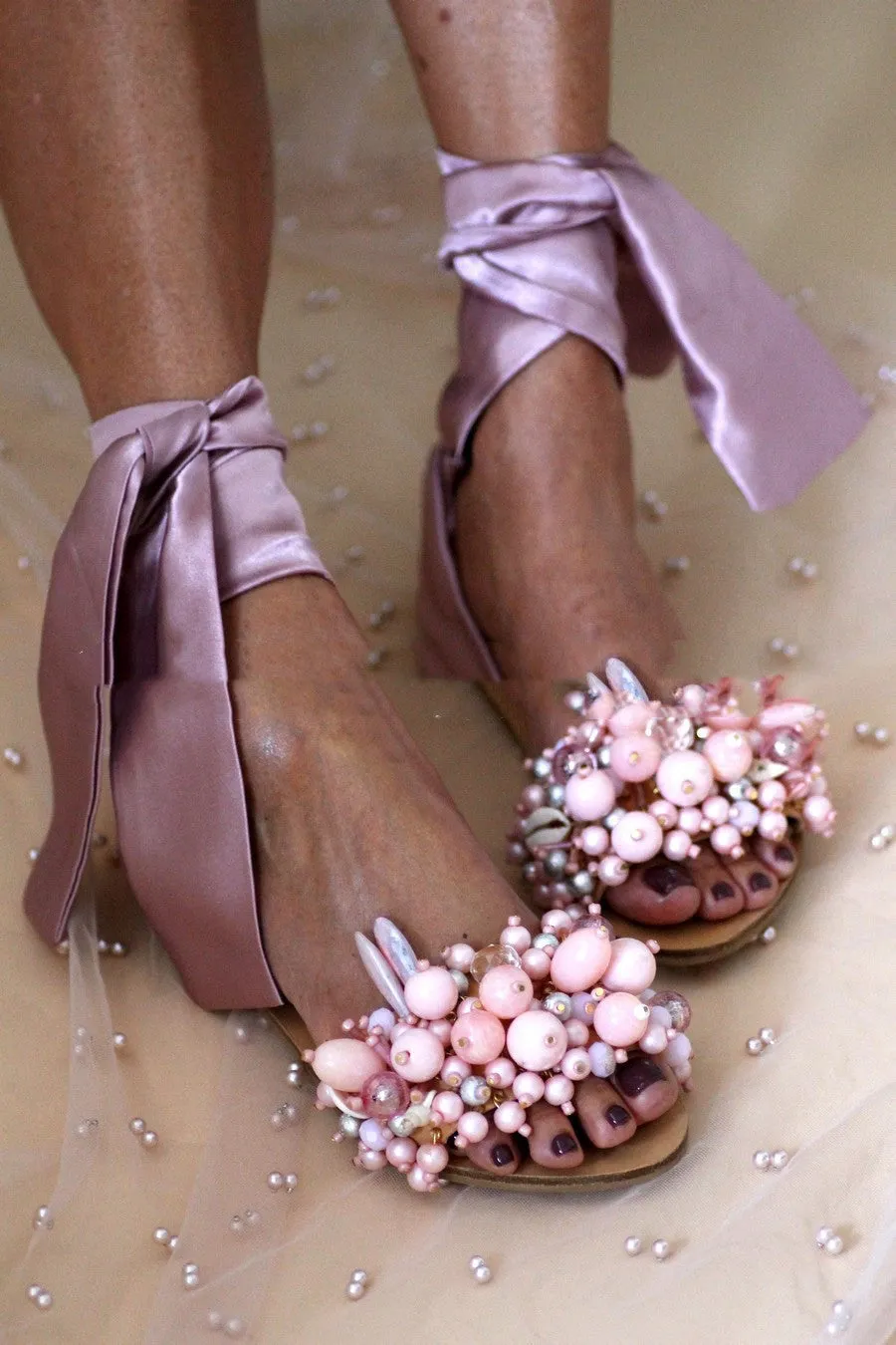 Flat candy-colored flat sandals