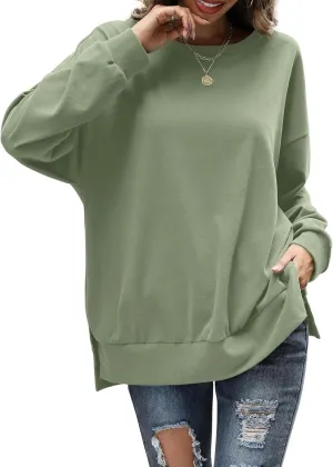 Florboom Womens Oversized Sweatshirts Crew Neck Long Sleeve Tunic Top Casual Fall Soft Pullover