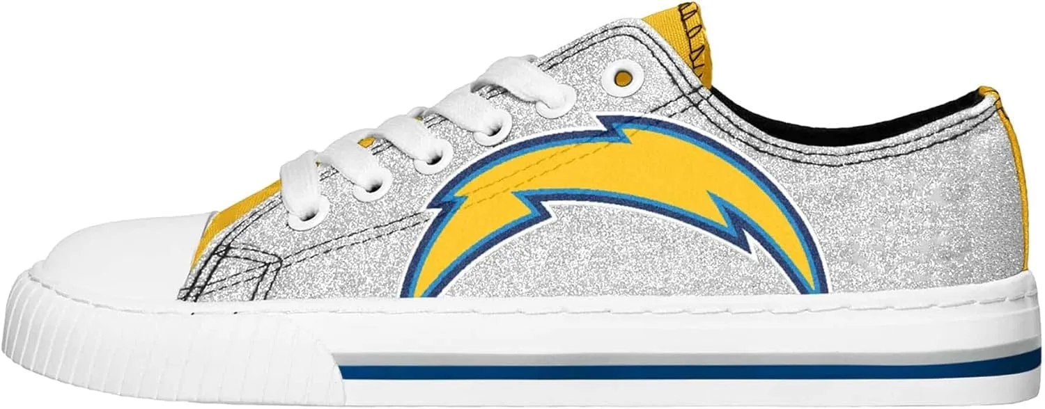 FOCO Women's NFL Team Logo Ladies Fashion Glitter Low Top Canvas Sneakers Shoes Dallas Cowboys Shoes-10/XXL