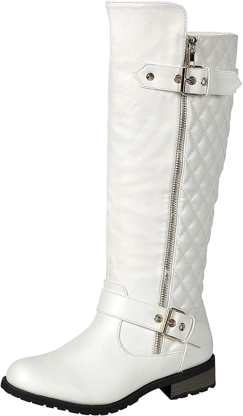 Forever Link Mango 27 Womens Knee High Buckle Riding Boots