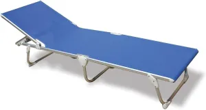 FORMA MARINE Sun Lounger, Beach Sunbed, Folding, Anodized, Aluminium Blue Vinyl MESH, Model 'Pacific' PA1200B