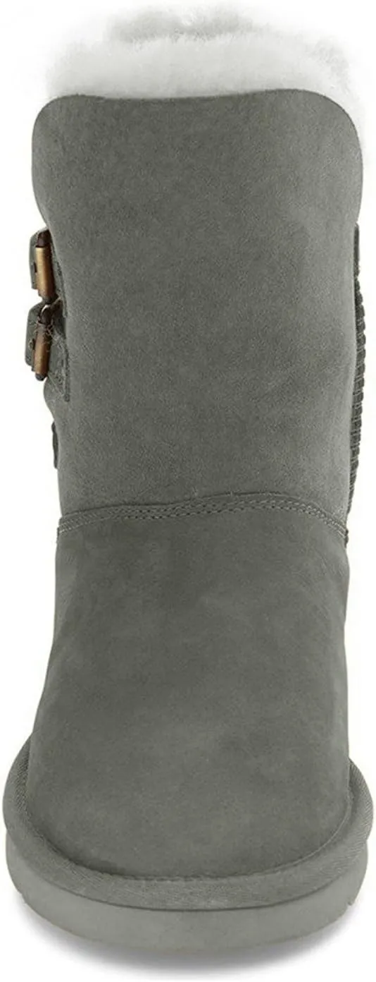 FSJ Women's Mid Calf Fully Fur Lined Winter Snow Boot with Chic Buckles Flat Shoe 4-15 US