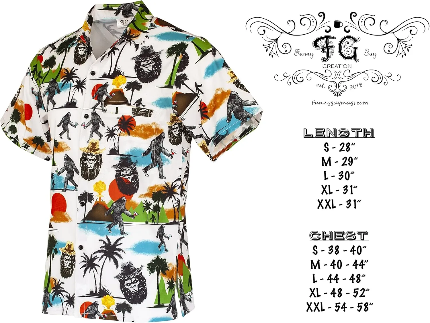 Funny Guy Mugs Mens Hawaiian Print Button Down Short Sleeve Shirt