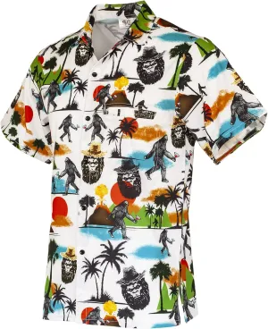 Funny Guy Mugs Mens Hawaiian Print Button Down Short Sleeve Shirt