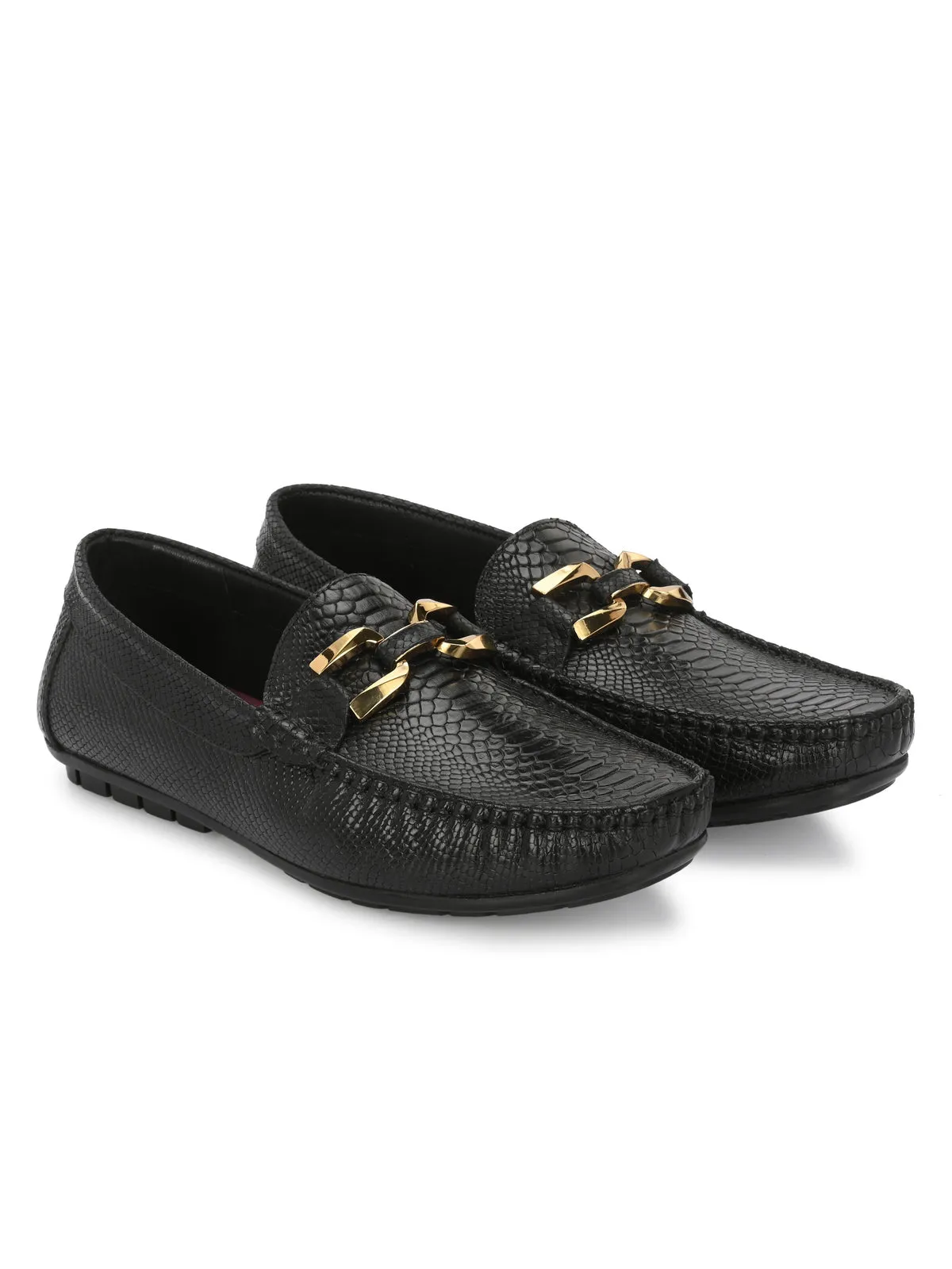Hertz Black Leather Loafers