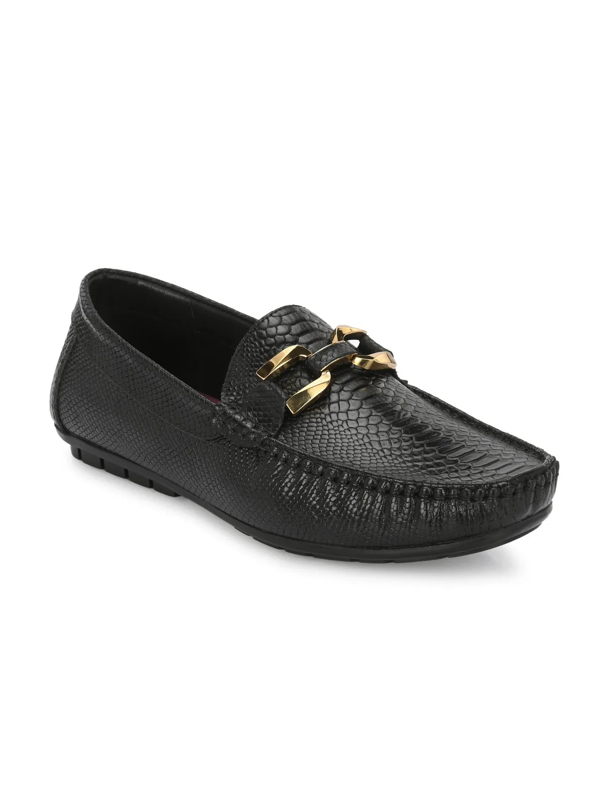 Hertz Black Leather Loafers