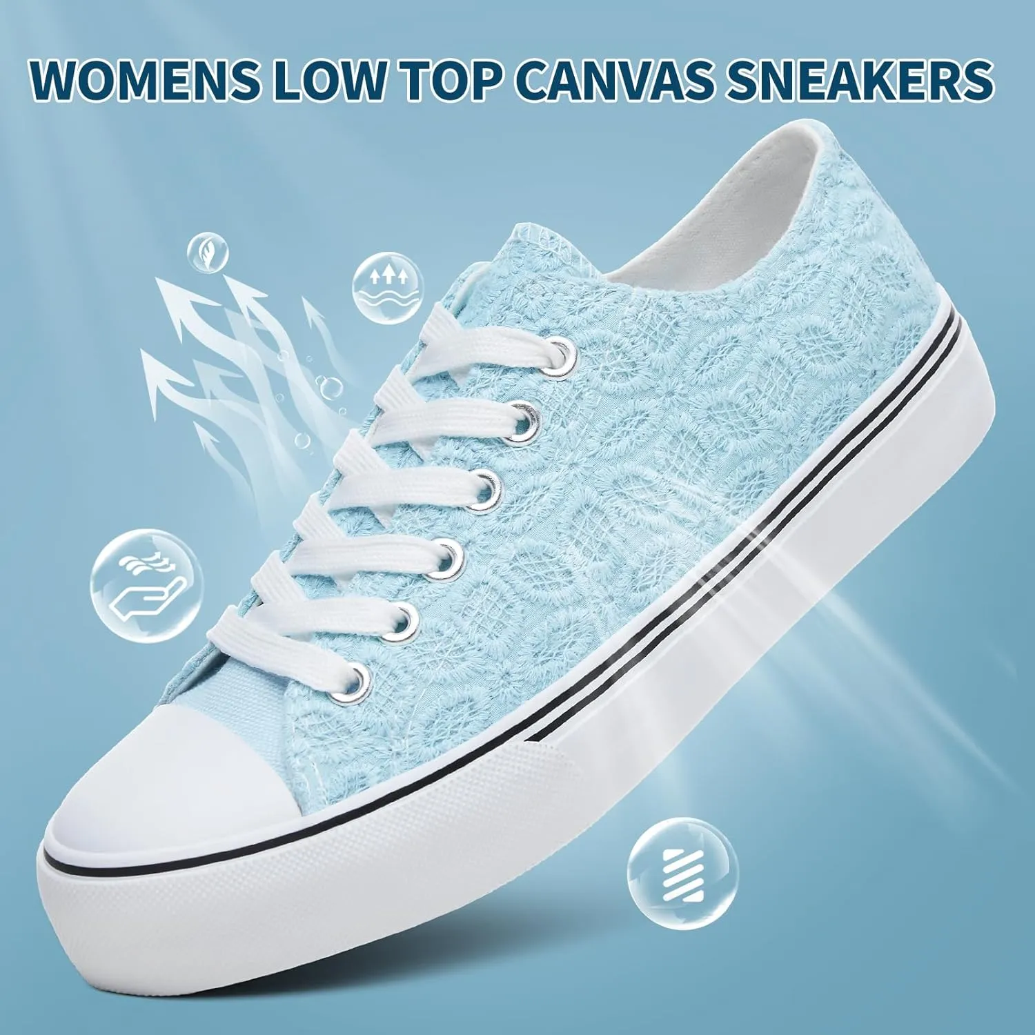 HYPOCRUTE Womens White Tennis Shoes Embroidered Flower Low Top Women Canvas Shoes Women’s Fashion Sneakers