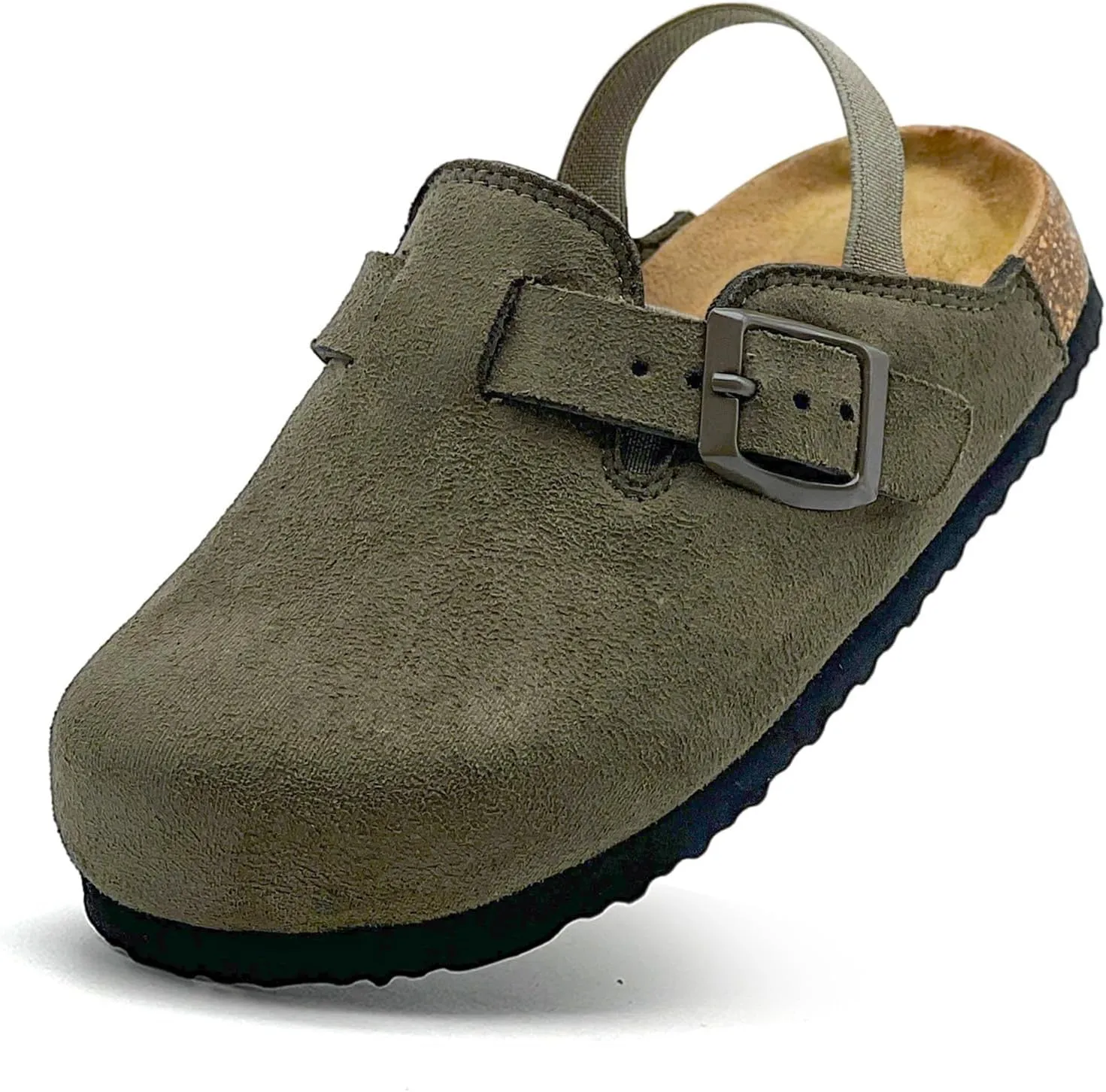 Kids Suede Clogs Toddler Clogs Boys Girls Sandals Cork Footbed Toddler Slip on Mules Indoor Outdoor Cute Sandals Classic Adjustable Buckle