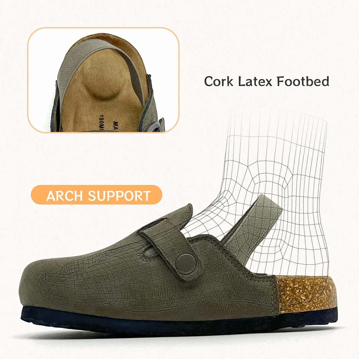 Kids Suede Clogs Toddler Clogs Boys Girls Sandals Cork Footbed Toddler Slip on Mules Indoor Outdoor Cute Sandals Classic Adjustable Buckle