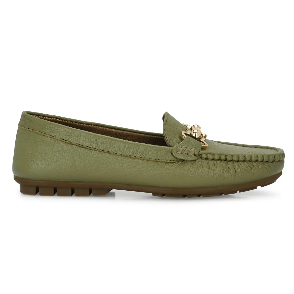 Lexi Olive Leather Loafers