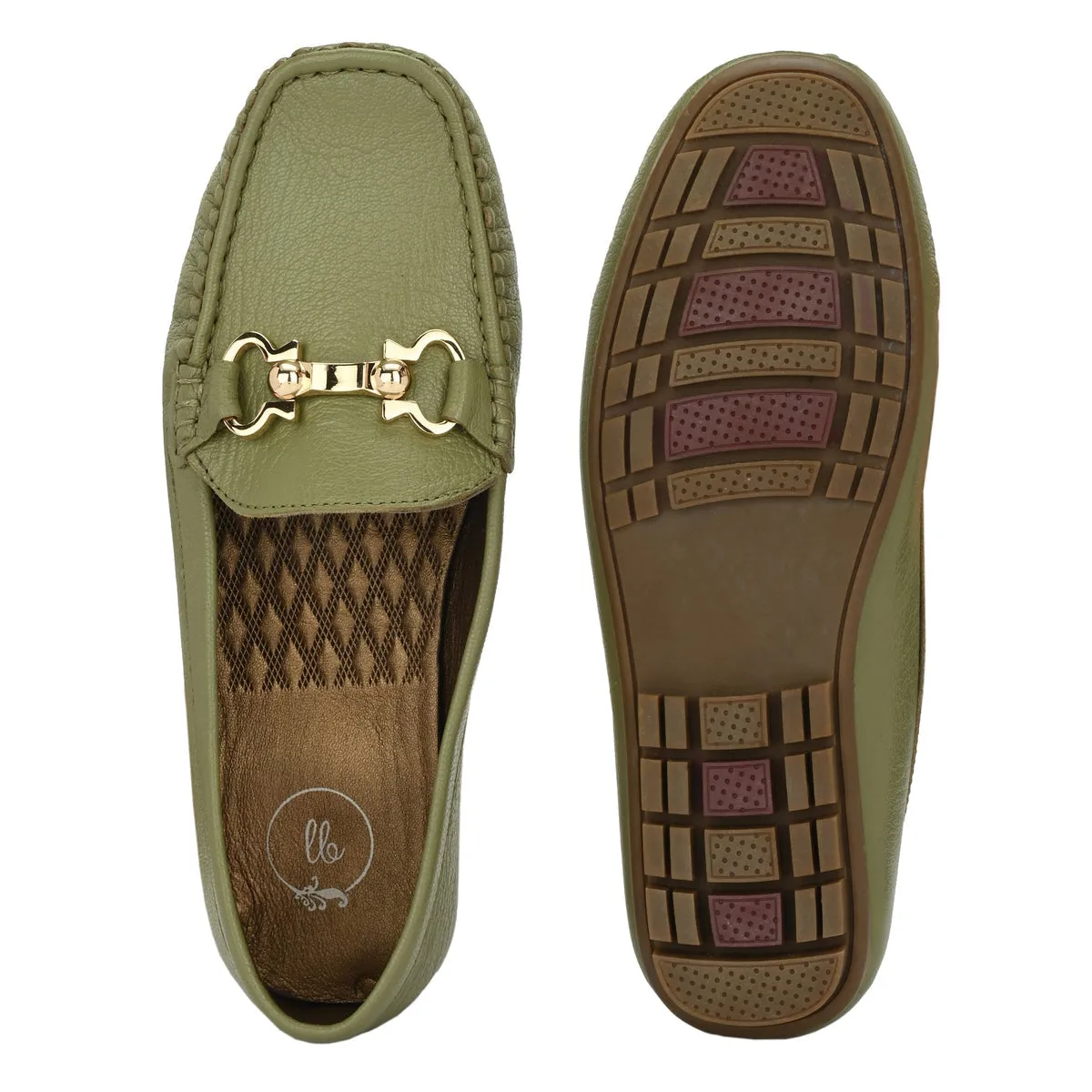 Lexi Olive Leather Loafers