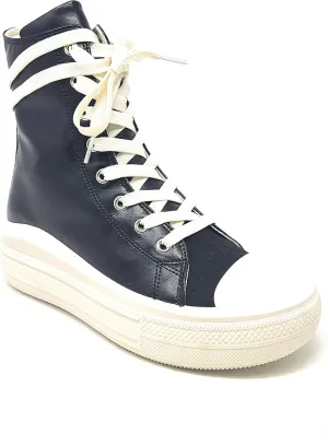 Liliana Swoosh-1 Women's Canvas or Leatherette Ankle High Boots High Top Fashion Sneakers