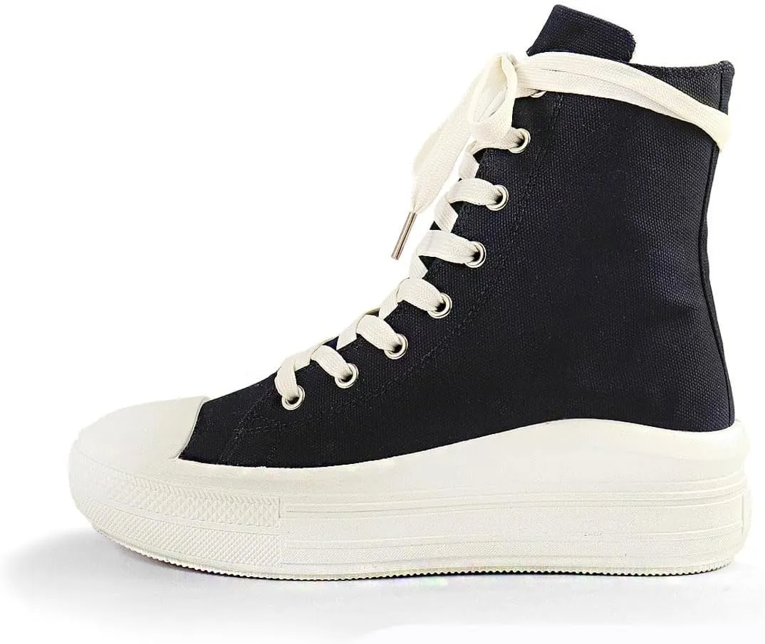 Liliana Swoosh-1 Women's Canvas or Leatherette Ankle High Boots High Top Fashion Sneakers