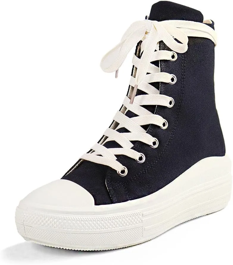 Liliana Swoosh-1 Women's Canvas or Leatherette Ankle High Boots High Top Fashion Sneakers